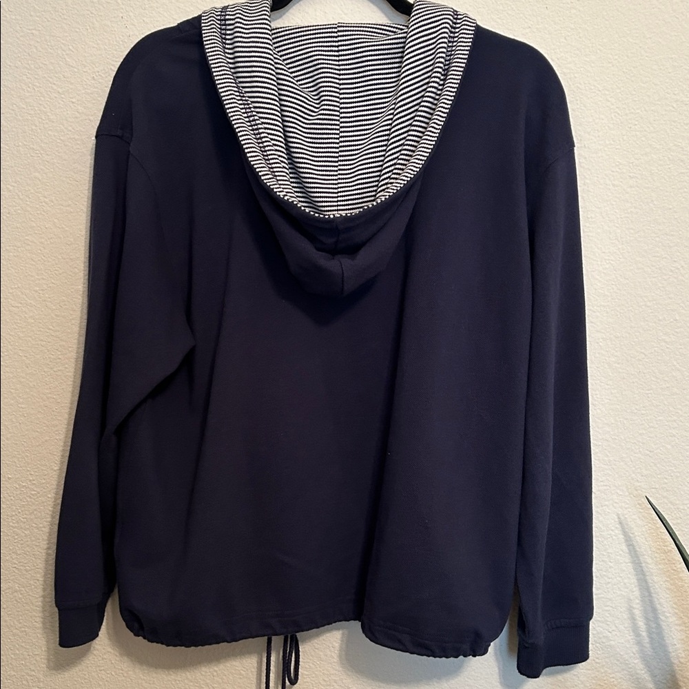 Liz & Co. Dark Blue Hoodie with Striped Lining - Picture 3 of 3